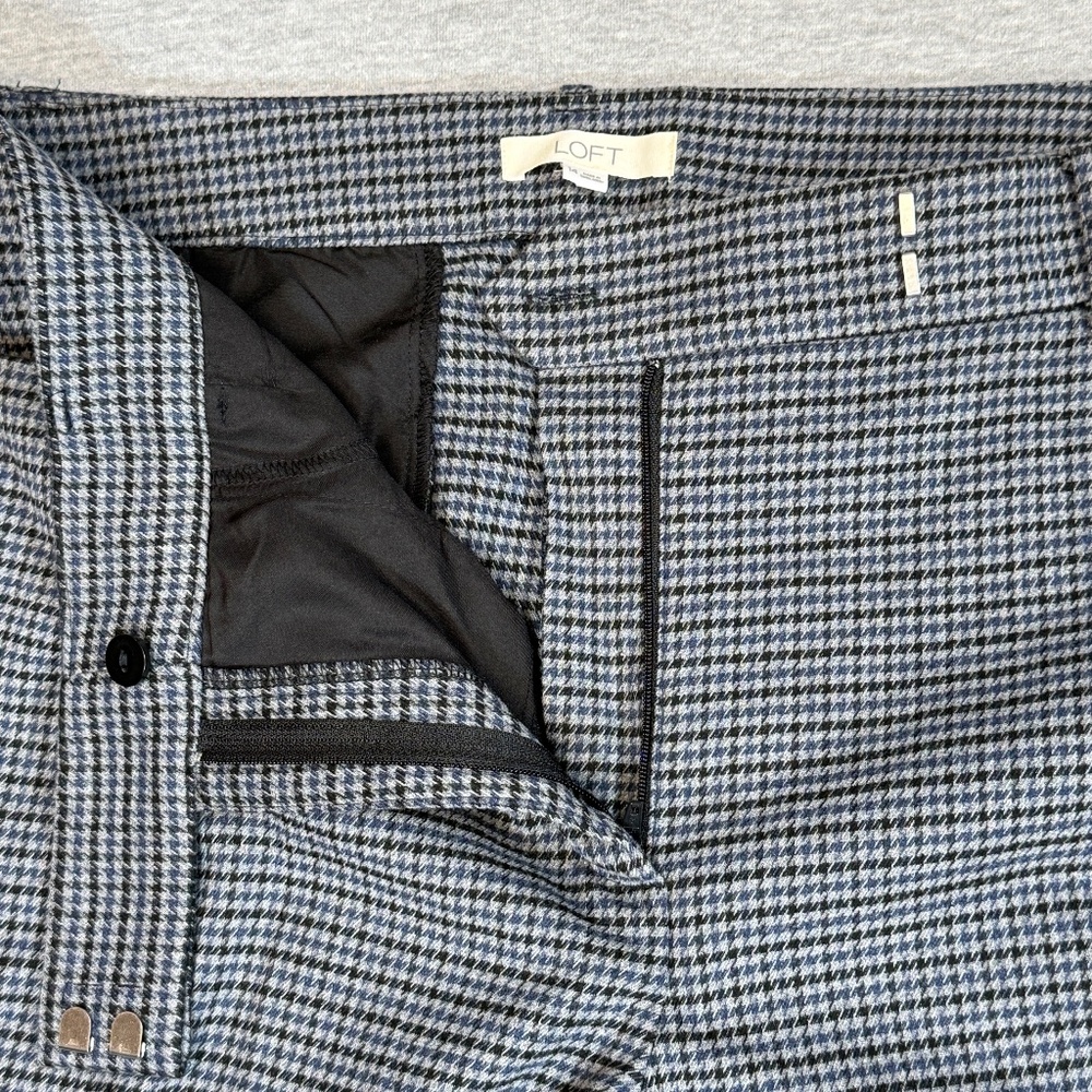 Loft Straight Pant Gray Houndstooth Size 14 Polished Perfect Modern Trouser